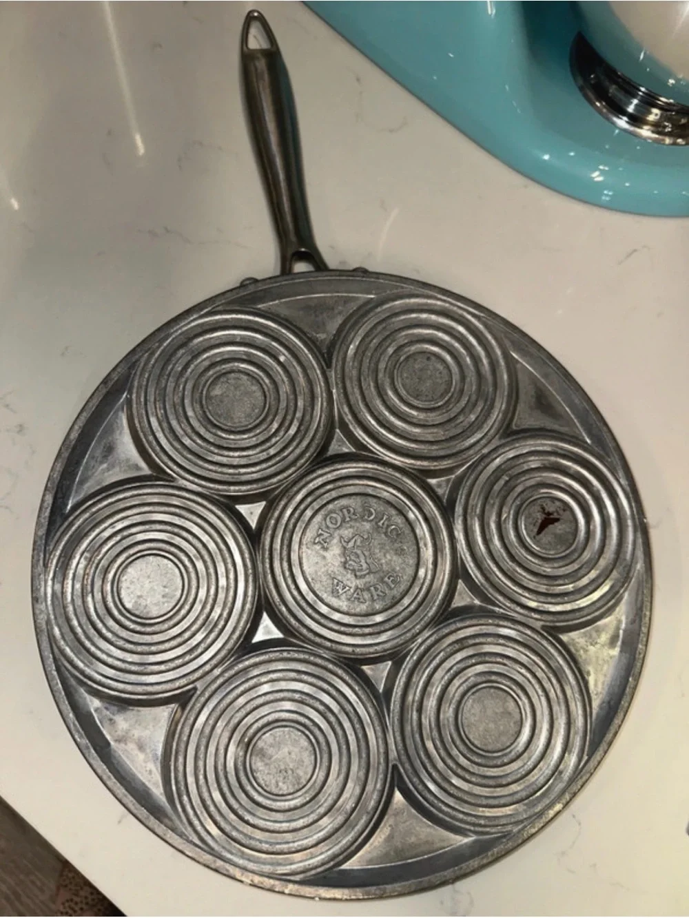 Nordic Ware Silver Dollar Waffle Griddle w/ Handle Make 7, 3” Waffles at Once